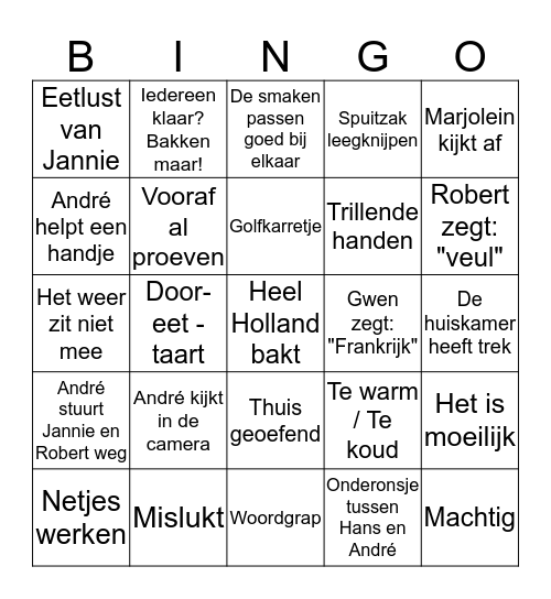 Heel Holland bakt bingo Card