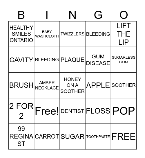 DENTAL HEALTH Bingo Card