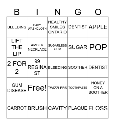 DENTAL HEALTH Bingo Card