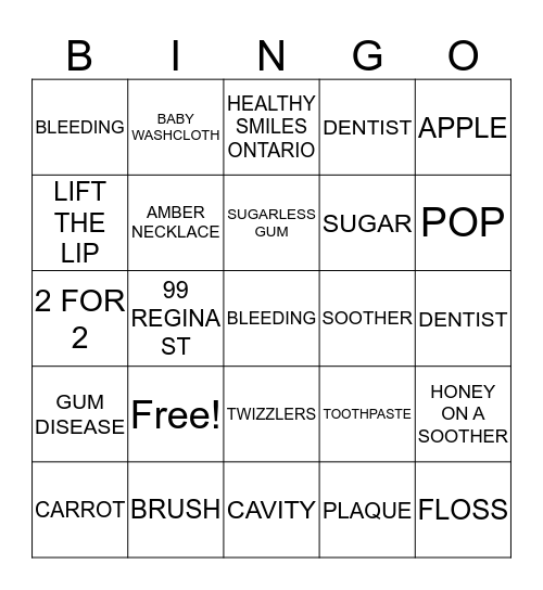 DENTAL HEALTH Bingo Card