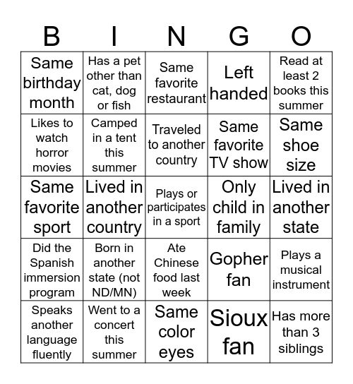 Untitled Bingo Card