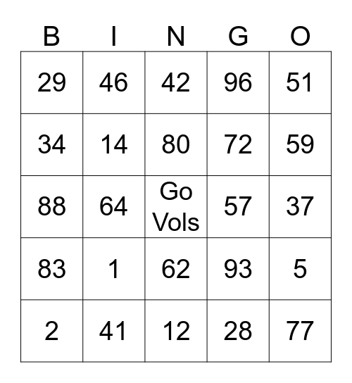 It's Football Time In Tennessee Bingo Card