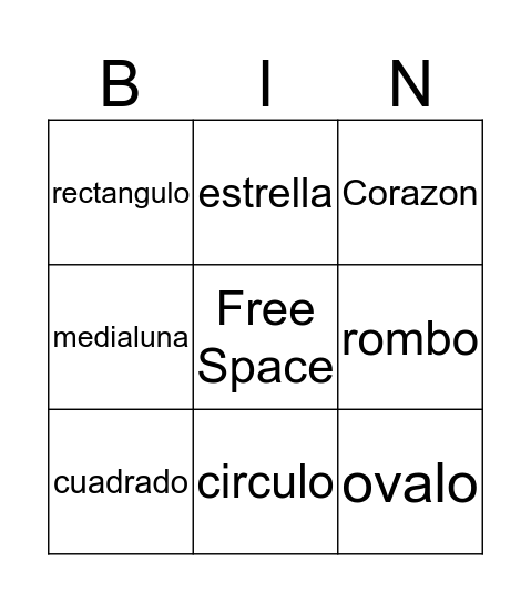 Las formas Bingo Card