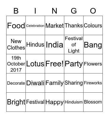 Diwali Bingo Card