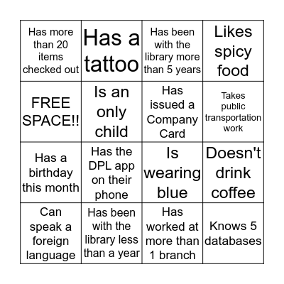 Get to Know You BINGO Card