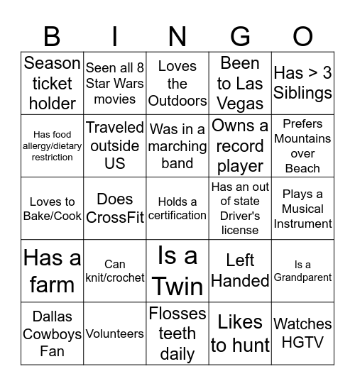 2017 Corvesta Holiday Luncheon Bingo Card