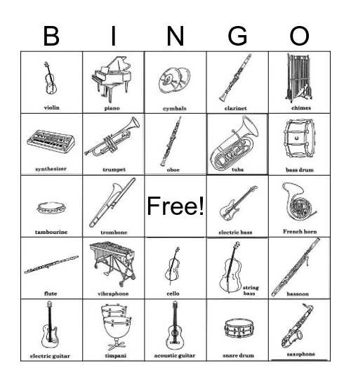 Instrument Bingo Card