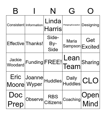 L  E  A  N  In To Change  Bingo Card