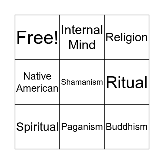 Spiritual Health Bingo Card