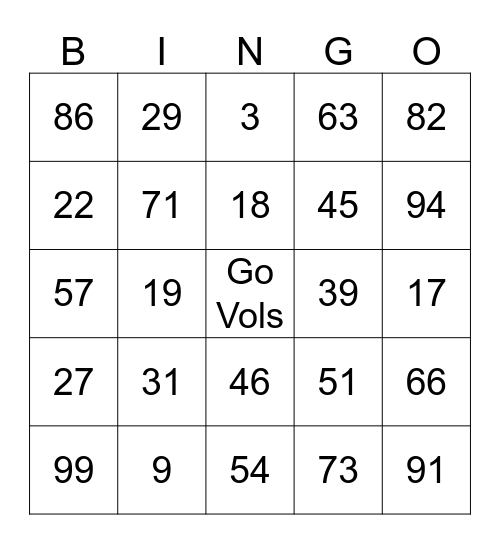 It's Football Time In Tennessee Bingo Card