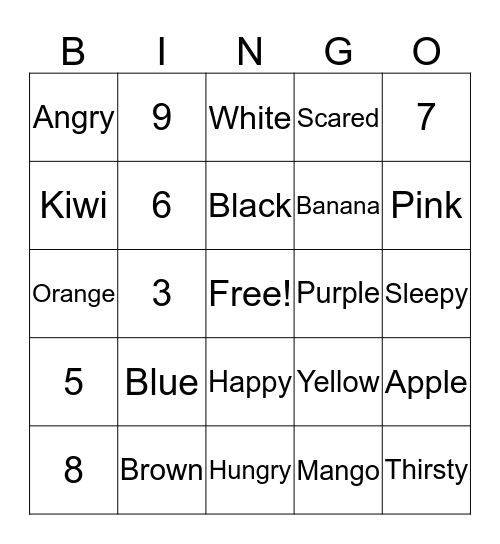Learn English Bingo Card