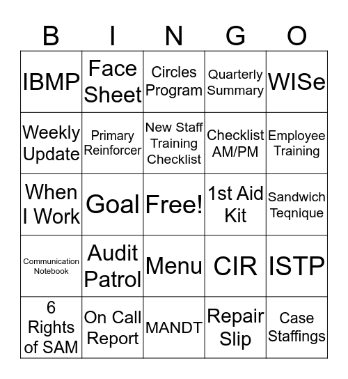 Lighthouse BINGO Card