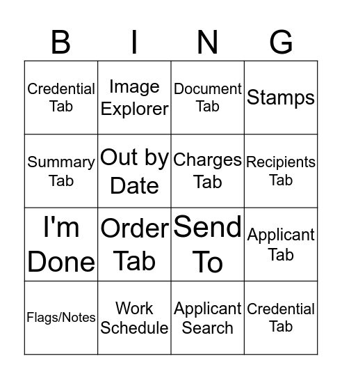 AICES Basic Navigation Bingo Card