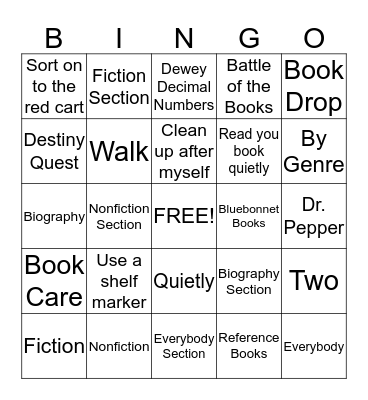 Library Bingo Card