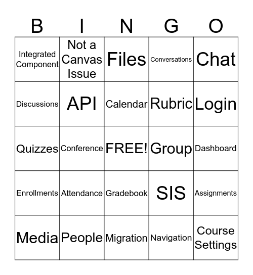 Support Bingo (Canvas Component) Bingo Card