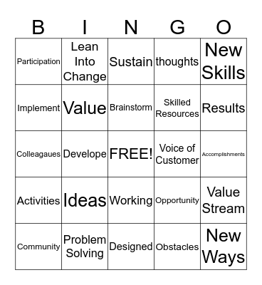 L E A N In To Change Bingo Card