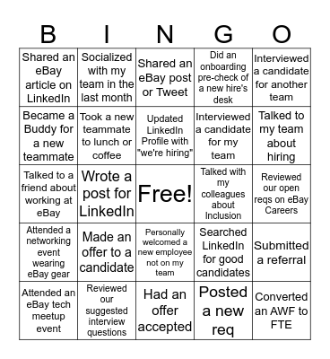 Hiring Bingo Card