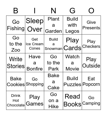 Grandparent's Day Bingo Card