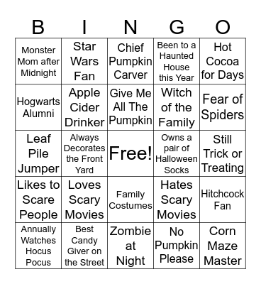 Halloween Bingo Card