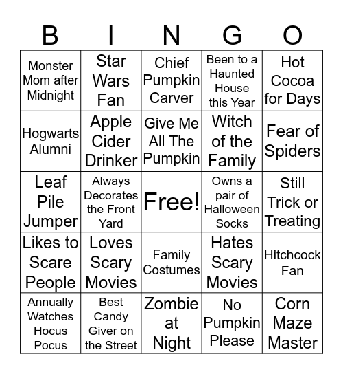 Halloween Bingo Card