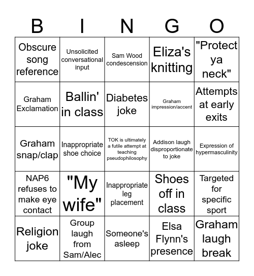 TOK! Bingo Card