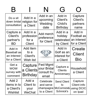 Tiffany Clienteling Bingo Card