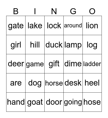 Phonics A  Bingo Card