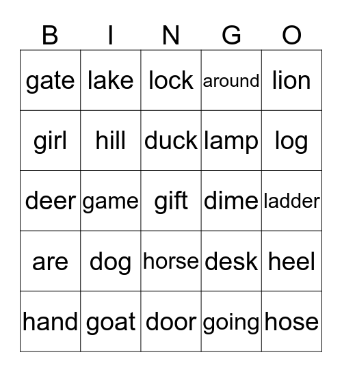 Phonics A  Bingo Card