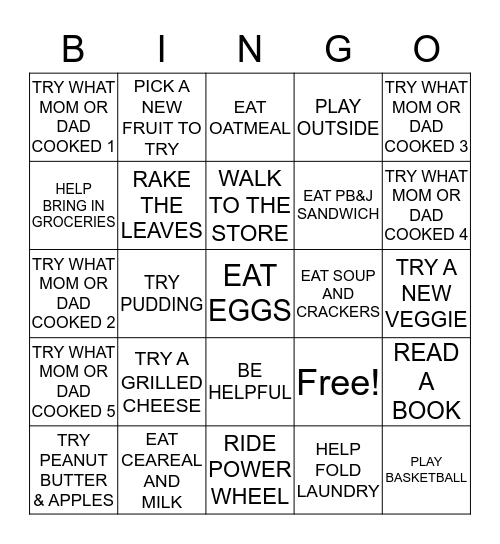 cole's bingo challenge Bingo Card
