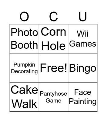 UBC Fall Festival 2017 Bingo Card