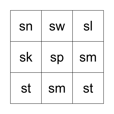 S-Blend Bingo Board Bingo Card