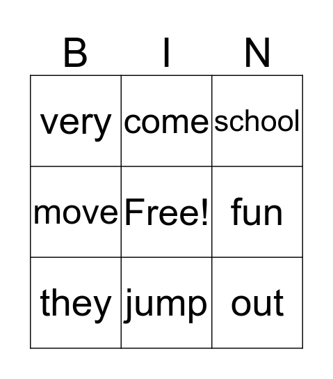 Unit 1 - 1st grade Bingo Card