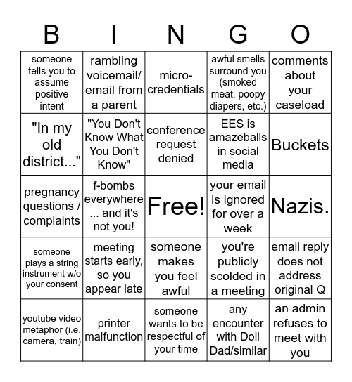 Disgruntled Employee Bingo Card