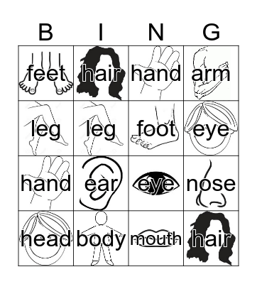 My body Bingo Card