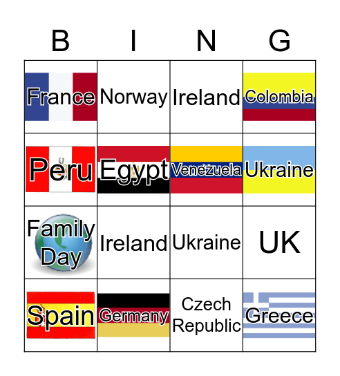 Around the World Bingo Card