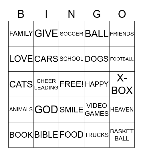 BINGO Card