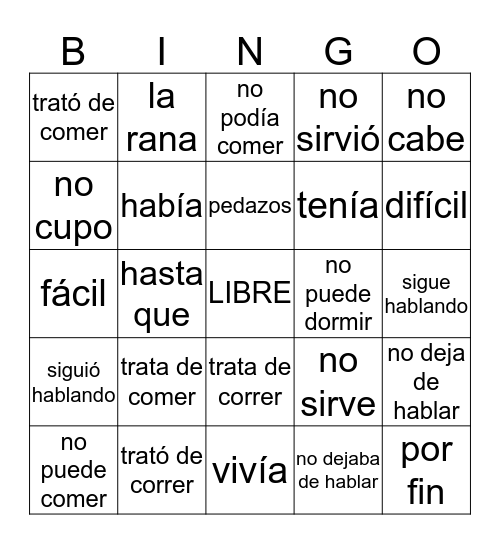 II - chapter 5 Cuéntame and more Bingo Card