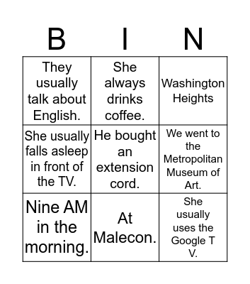 What is the Question? Bingo Card