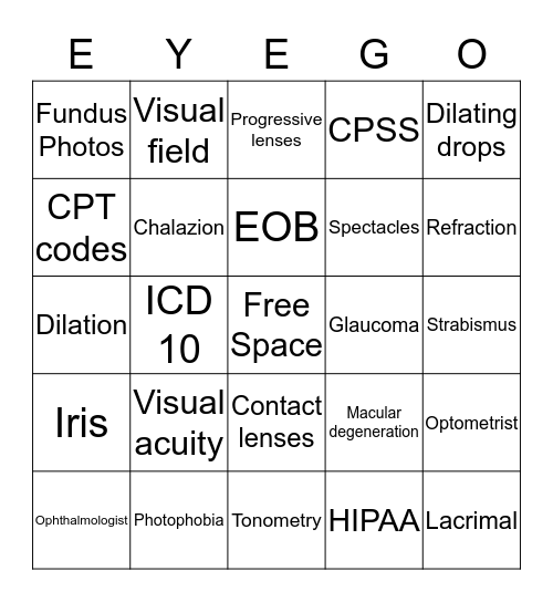 EYEGO Bingo Card