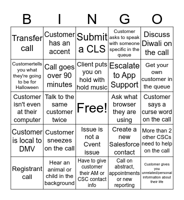 QUEUE DAY Bingo Card