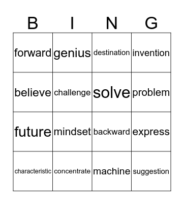 Vocabulary Bingo  Bingo Card