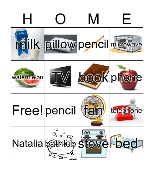 My Home Bingo Card