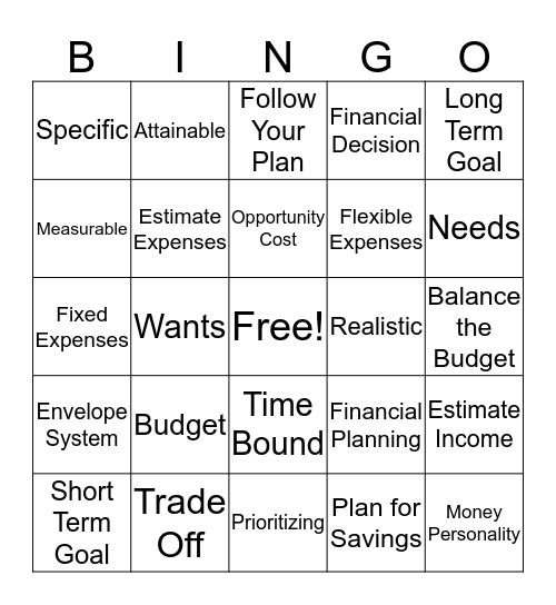 Financial Planning Bingo Card