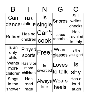 Find Someone Who... Bingo Card