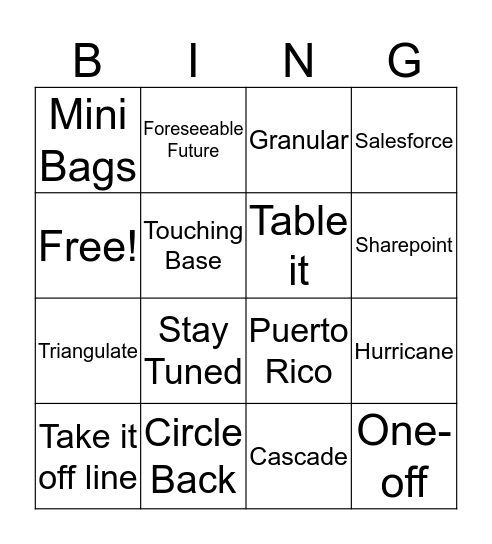Baxter Lingo  Bingo Card