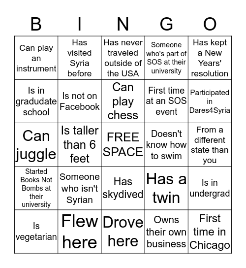 SOS BINGO Card