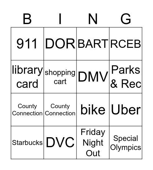 Community BINGO Card