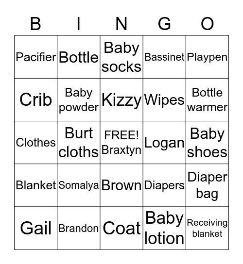 BRAXTYN Bingo Card