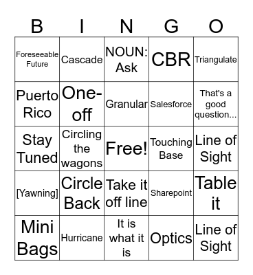Baxter Lingo  Bingo Card