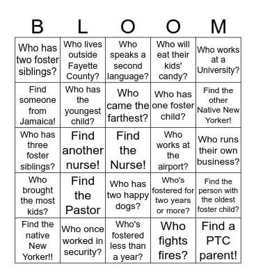 Getting to Know You  Networking Bingo Card